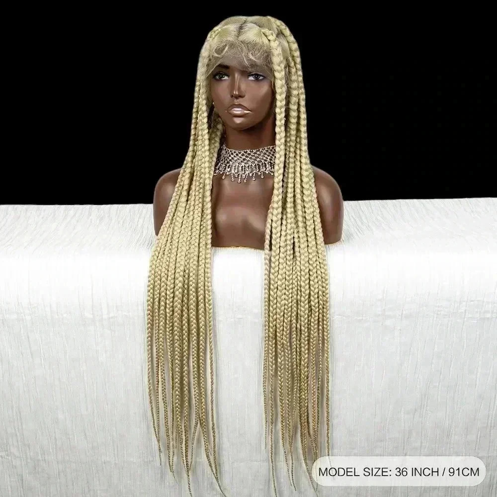 Braided full lace wig, knotless box braids, long medium Braids, blond wig NWT - Picture 10 of 13